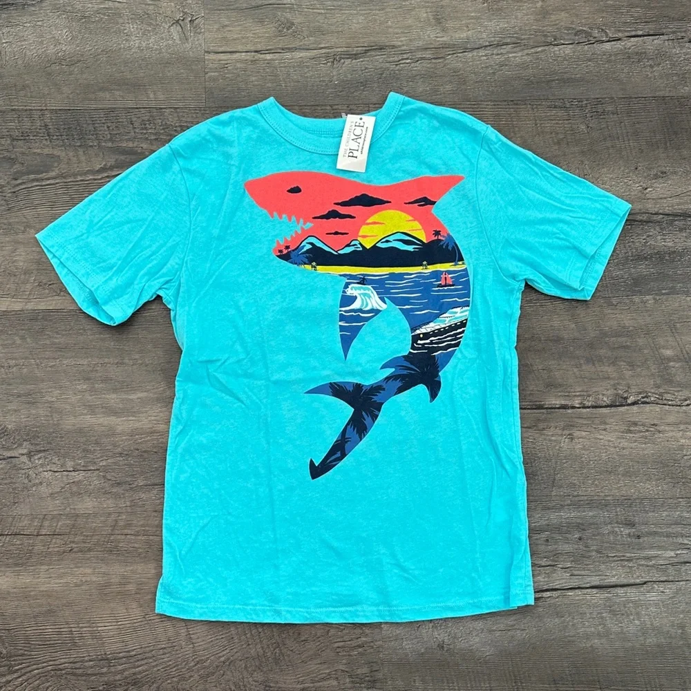 Children's Place BUNDLE (4) Boy's Medium 7/8‎ Shark/Dino/Basketball Graphic Tees